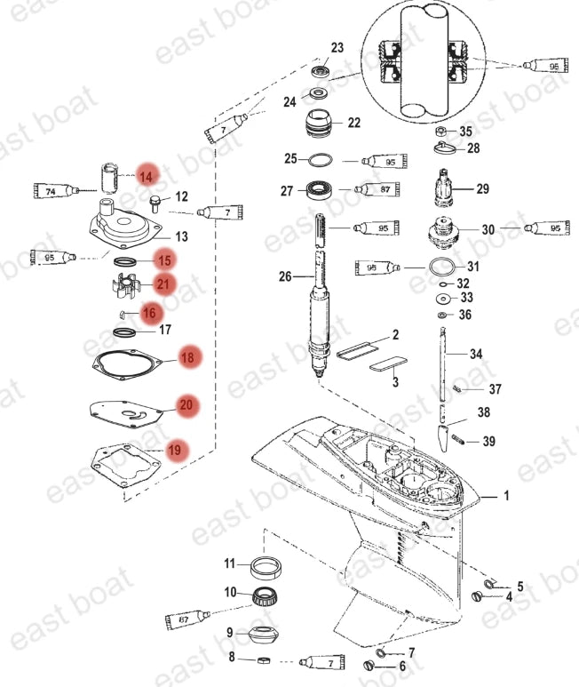 Water Pump Impeller Kit for Mercury Mariner (40-50 hp)