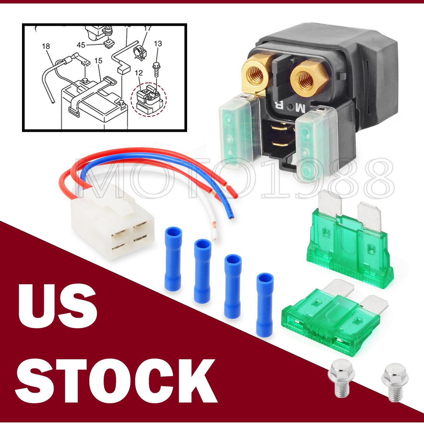 Starter Solenoid Relay for Yamaha XVS1300 V-Star 1300 (2007–2017)
