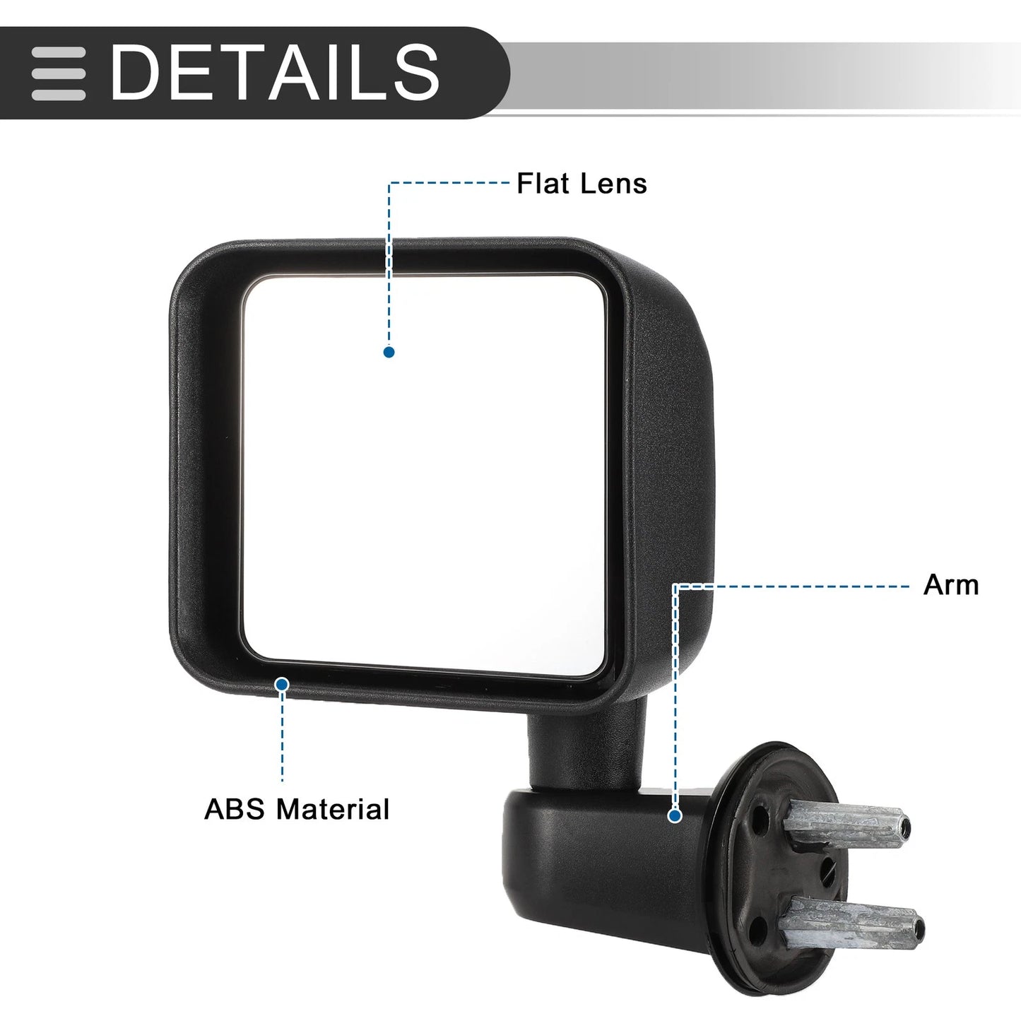Set of 2 Tow Mirrors for Jeep Wrangler (2007–2017) No. 55077967AB/55077966AB