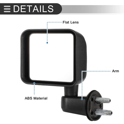 Set of 2 Tow Mirrors for Jeep Wrangler (2007–2017) No. 55077967AB/55077966AB