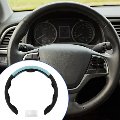 Steering Wheel Cover   - 14.96" Black Light Sky Blue