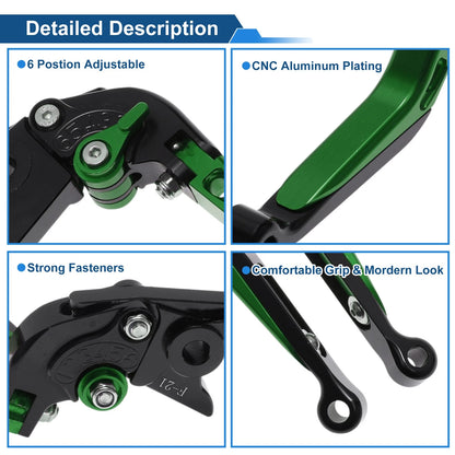 Adjustable Brake Clutch Levers for Kawasaki Versys 650 (2006–2023) Black Green