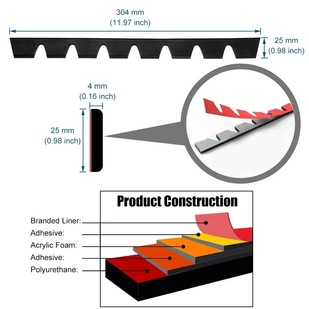 8x Universal Front Bumper Scrape Guard Anti-Skid Protector 30x2.5cm
