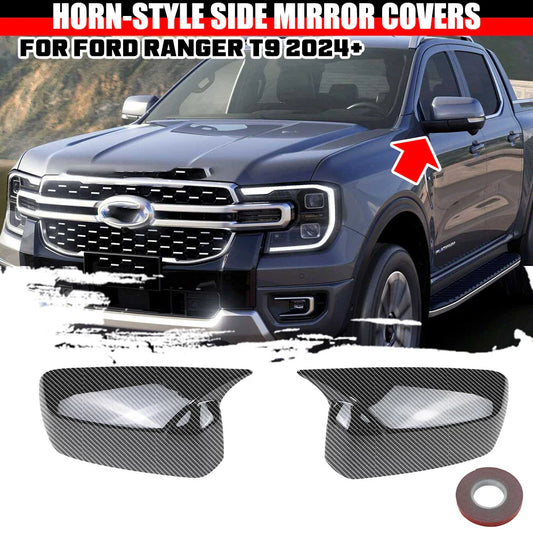 Horn-Style Carbon Look Wing Rearview Mirror Cap Covers for Ford Ranger