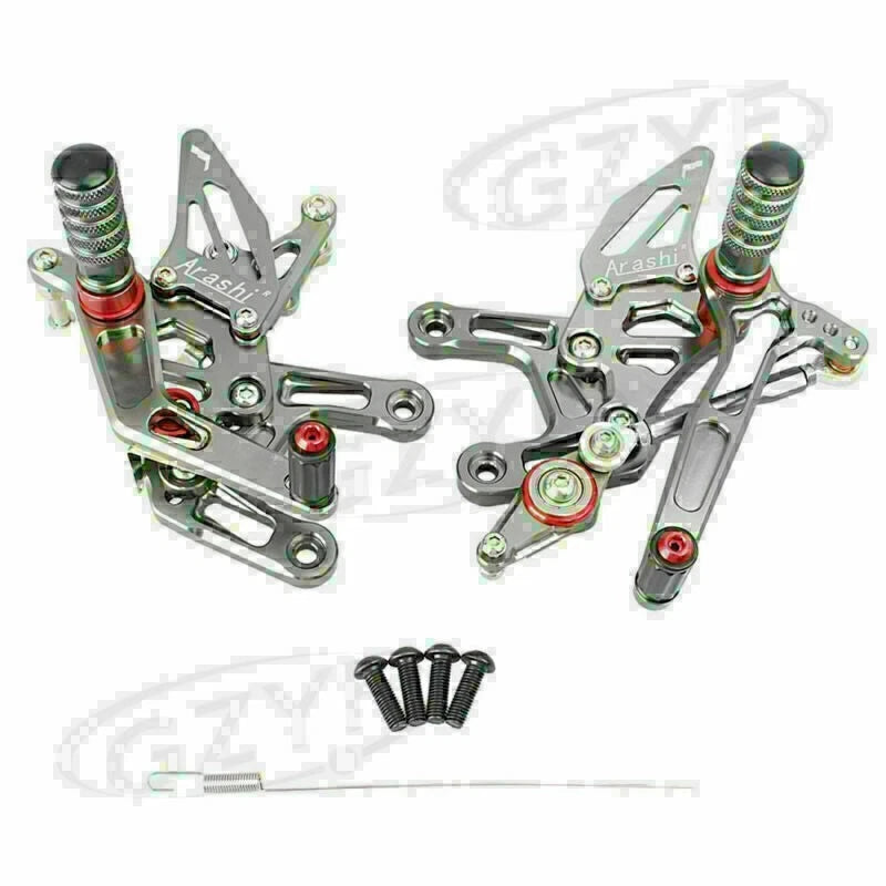 2X CNC Rearsets Footpegs for Kawasaki Ninja ZX10R (2016) - Black Gold Grey