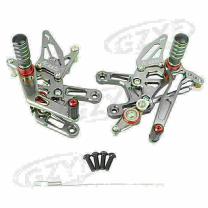 2X CNC Rearsets Footpegs for Kawasaki Ninja ZX10R (2016) - Black Gold Grey