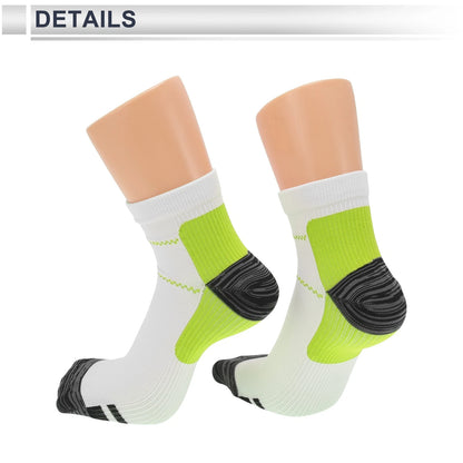 Cycling Socks Anti-Friction Shock Absorption Size M Low-Cut Green White