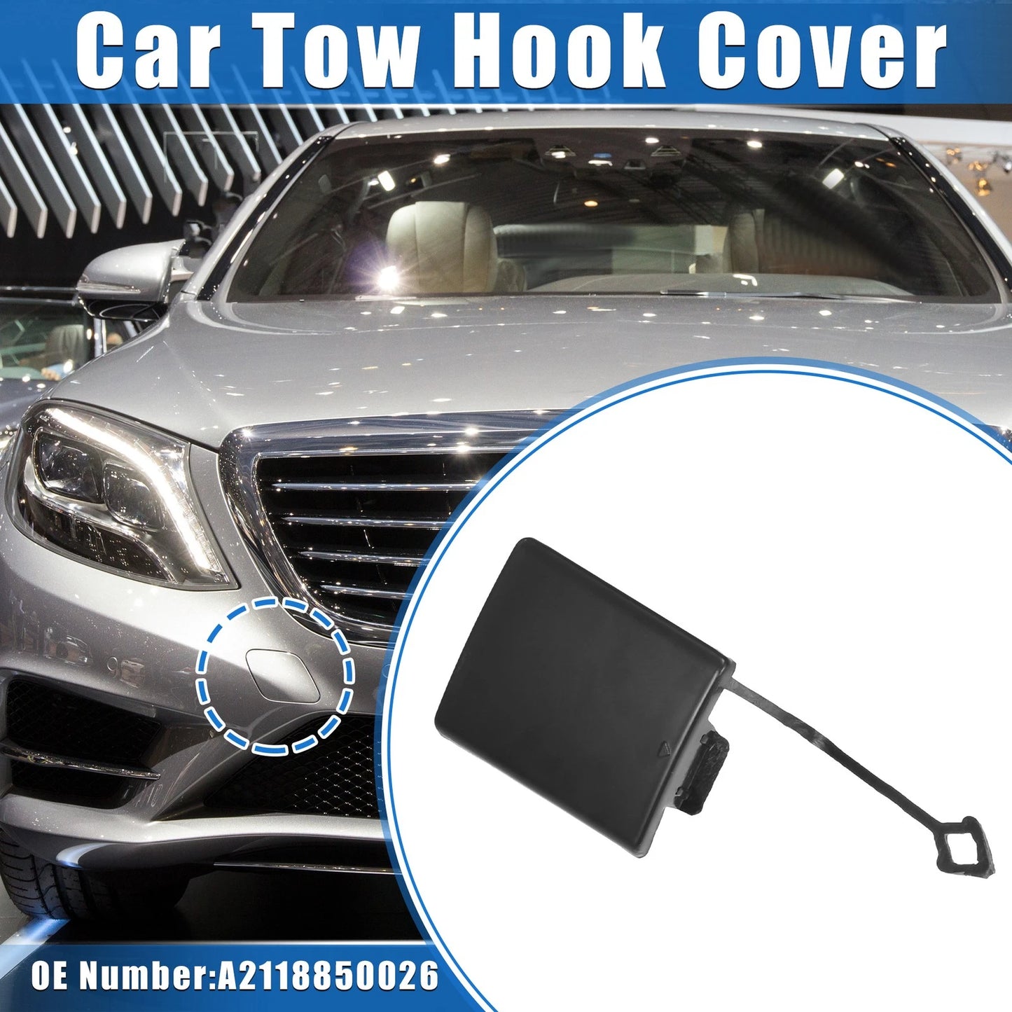 Tow Hook Eye Hole Cover Cap for Mercedes-Benz E 500 (2003–2009) Black
