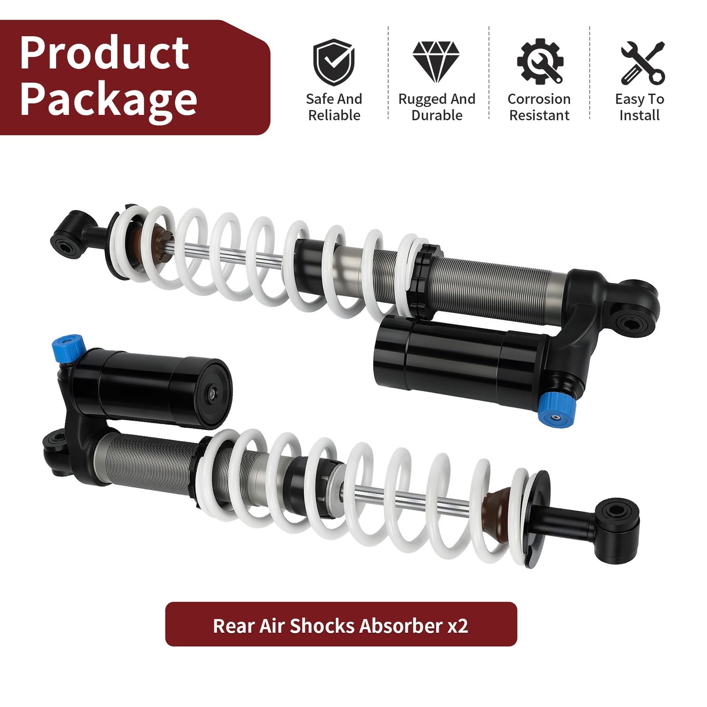 Set of 2 Rear Air Shock Absorbers for Polaris Scrambler 850 (2013–2025)
