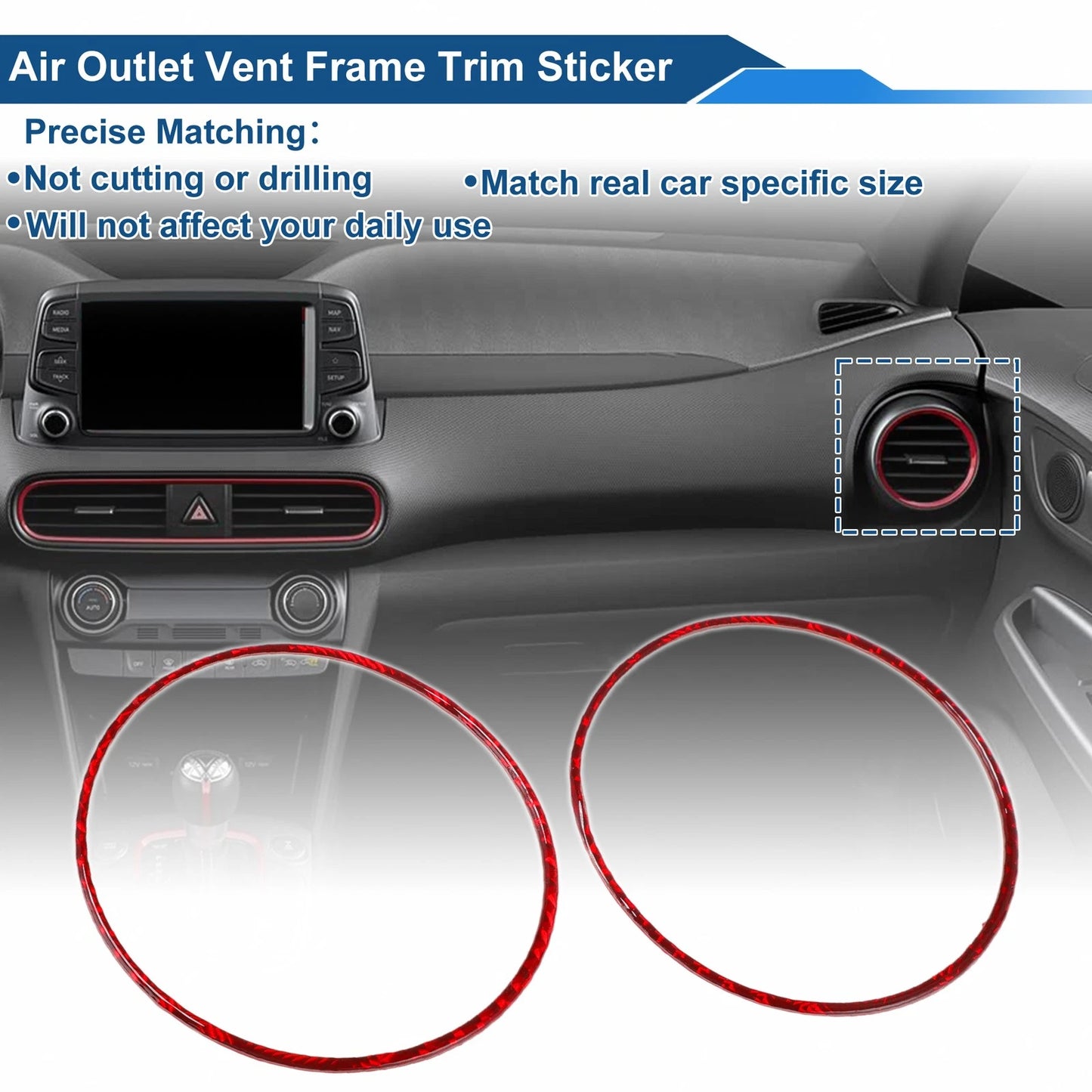 Air Condition Outlet Vent Trim Cover Frame for Hyundai Kona (2018–2023)