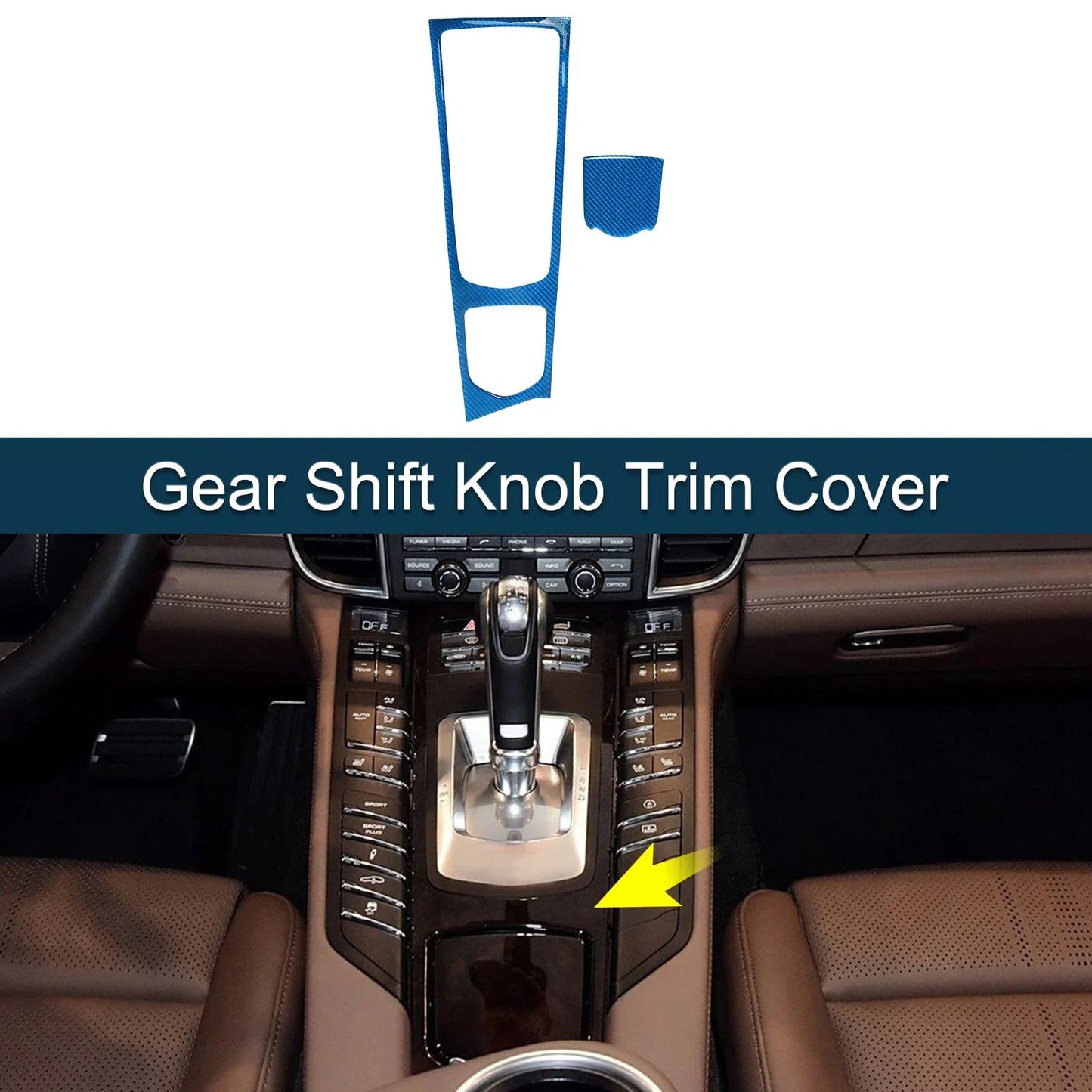 ABS Gear Shift Knob Cover Sticker for Porsche Panamera (2010-2016) Light Blue