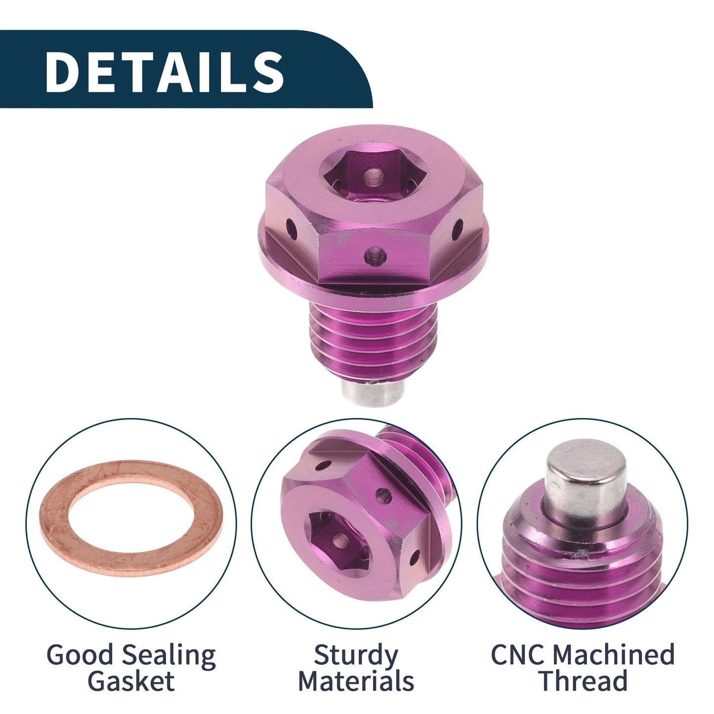 M12x1.5 Magnetic Oil Drain Plug for Universal Applications (Titanium Alloy)