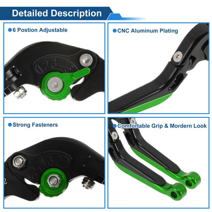 Short/Long Brake Clutch Levers for Yamaha MT-03 (2018–2022) Black Green End