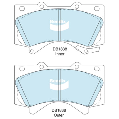Set of 4 Bendix HD Front Disc Brake Pads for Landcruiser (2007–2021)