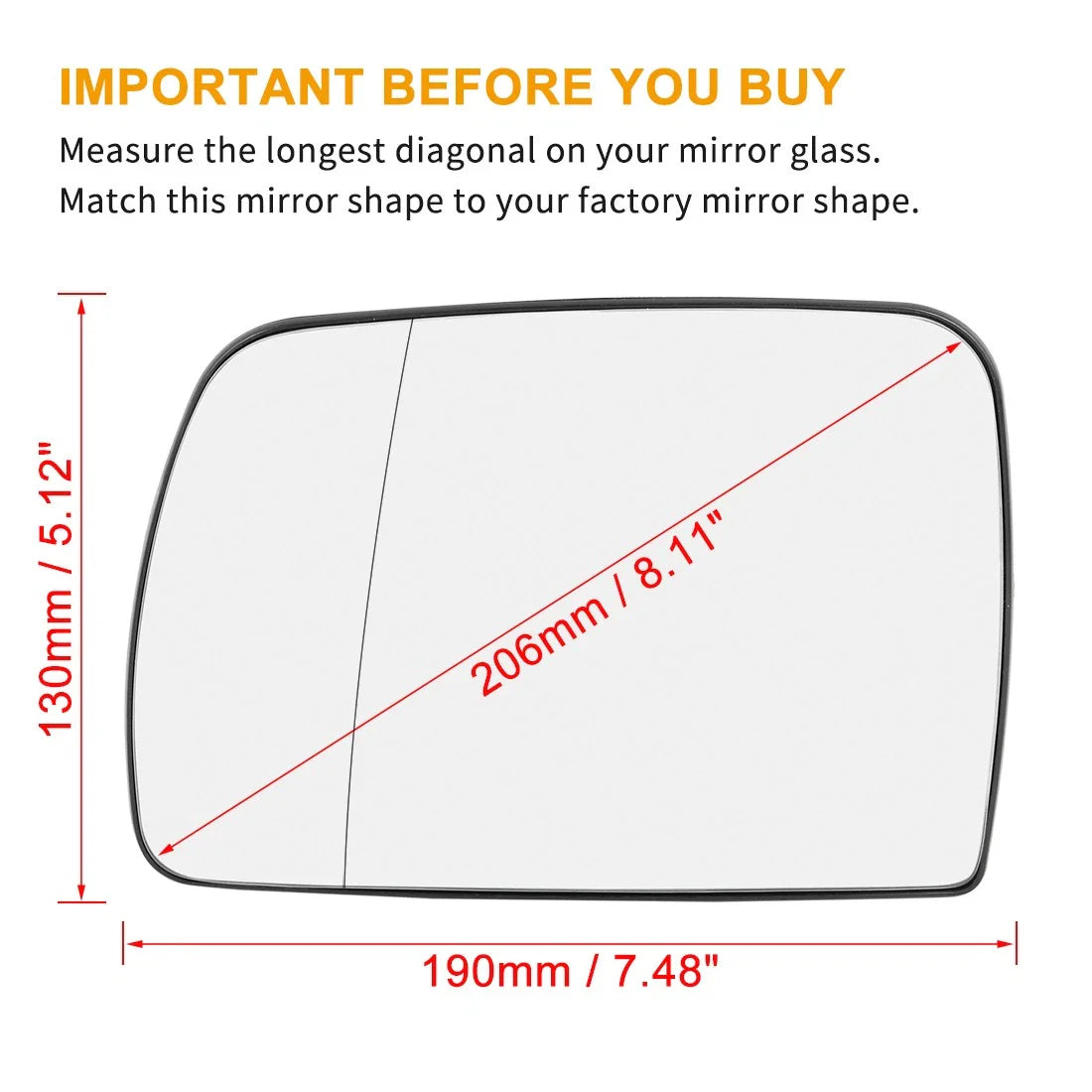 Left Side Rearview Mirror Glass Heated with Backing for BMW X5 (2000-2006)