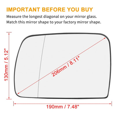 Left Side Rearview Mirror Glass Heated with Backing for BMW X5 (2000-2006)