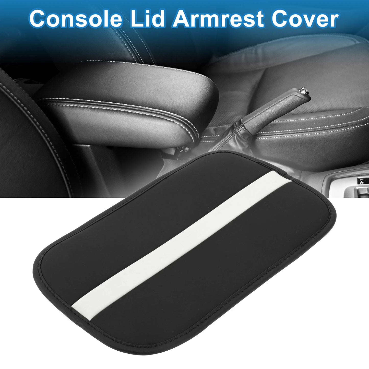 Armrest Cushion Pad for Car (12.20"x7.48", Microfiber Leather, Black)