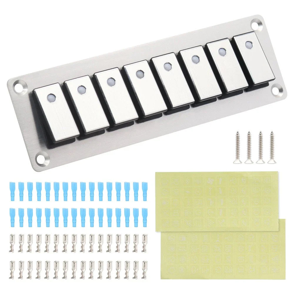 8 Rocker Switch Panel with LED Light for Boat Car