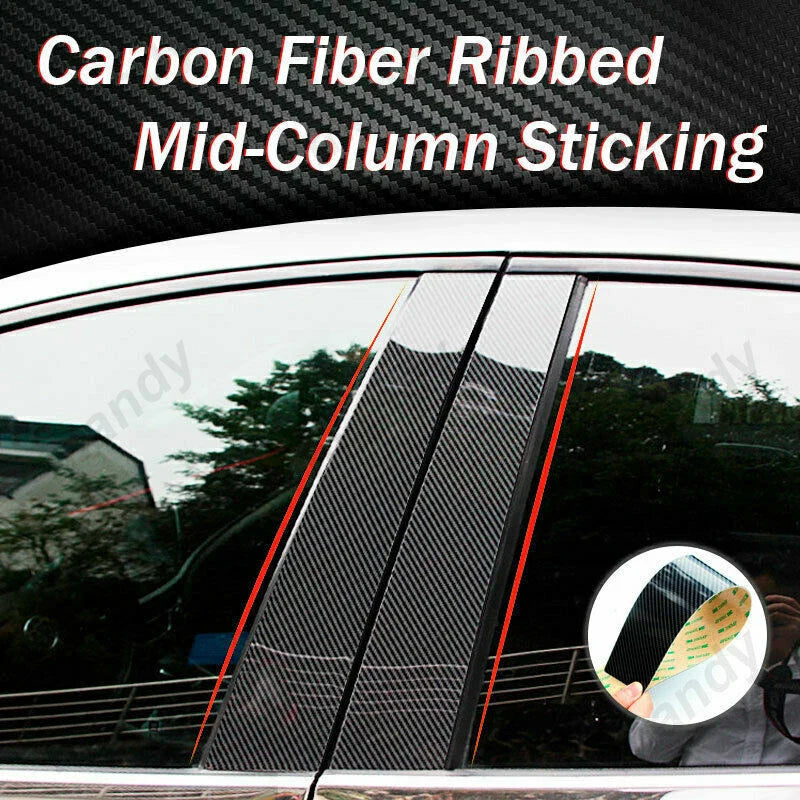 6 x Carbon Fiber Pillar Posts Door Trim Covers for Hyundai Tucson (2021–2023)