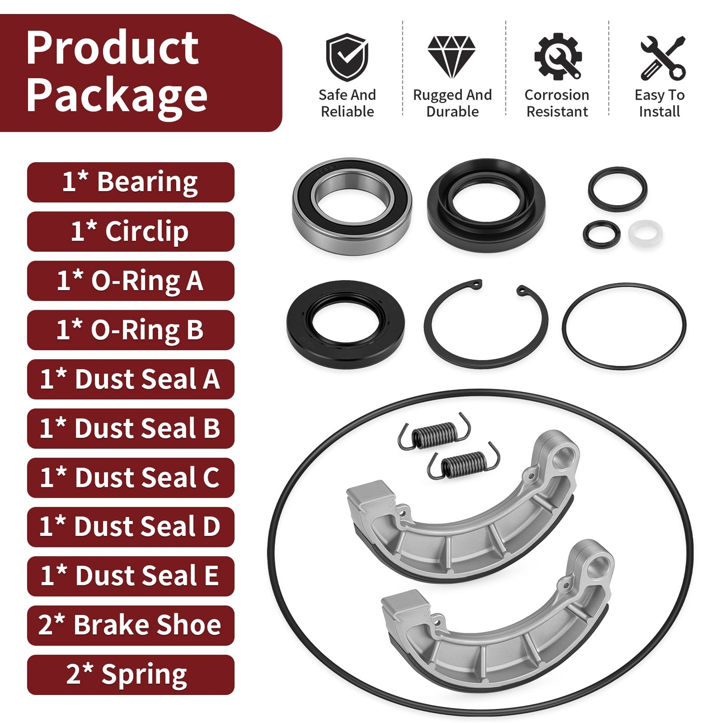 Rear Brake Drum Seals & Shoes Kit for Honda Rancher 420 (2007–2013)