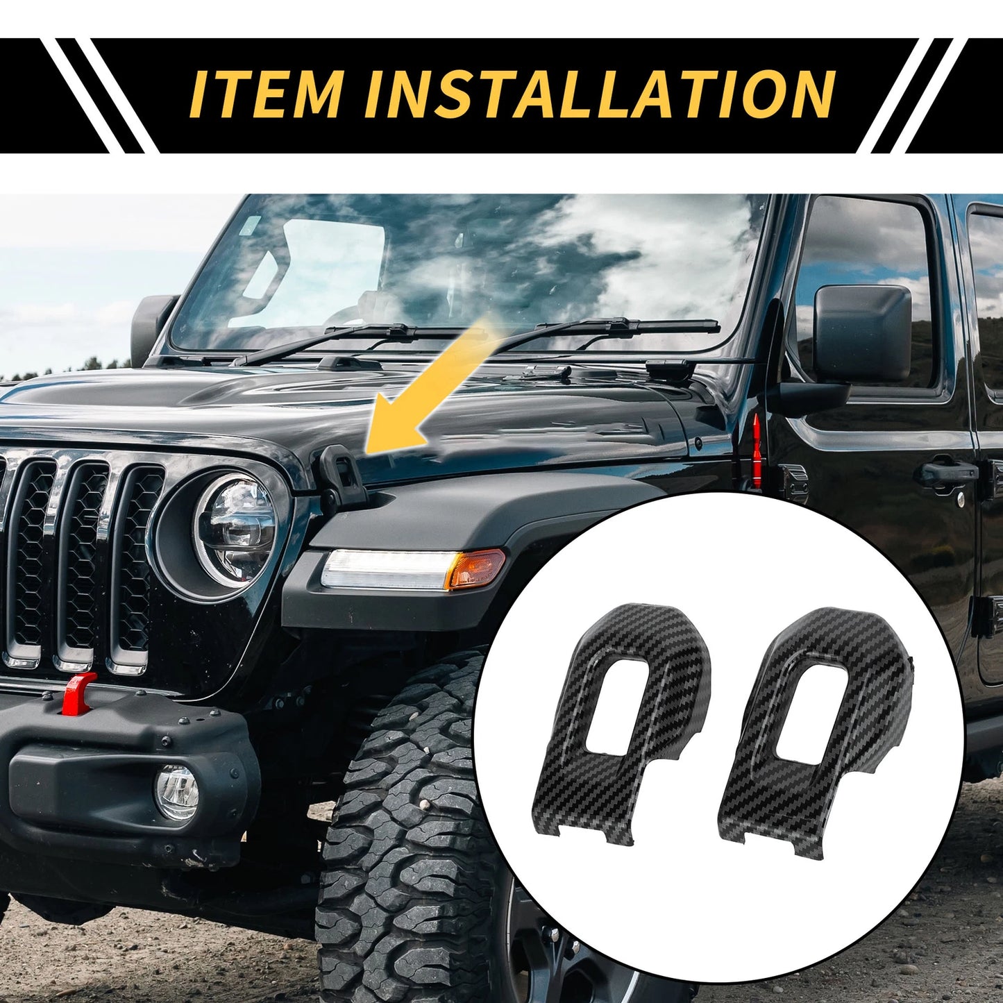 2X Hood Latch Lock Catch Brackets for Jeep Wrangler JL JLU (2018–2023)