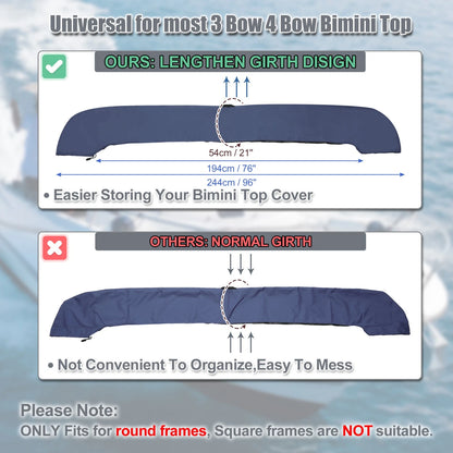 Bimini Top Storage Boot Cover for Boat (91"-96" Width)