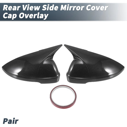 Pair Rearview Mirror Cover Overlay Black Carbon Fiber for Volkswagen Passat