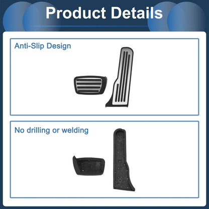 2 x Foot Accelerator Pedal Covers for Chevrolet Camaro (2016-2018) Silver Tone