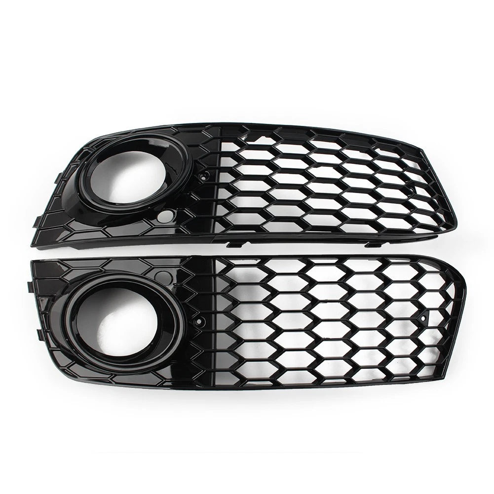 Honeycomb Fog Light Grille Cover for Audi A4 B9 SLine S4 (2016–2018) Glossy Black