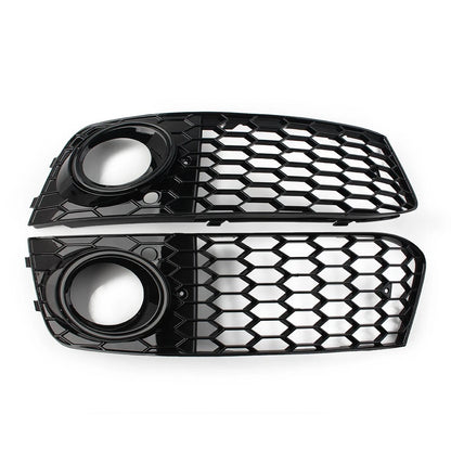 Honeycomb Fog Light Grille Cover for Audi A4 B9 SLine S4 (2016–2018) Glossy Black