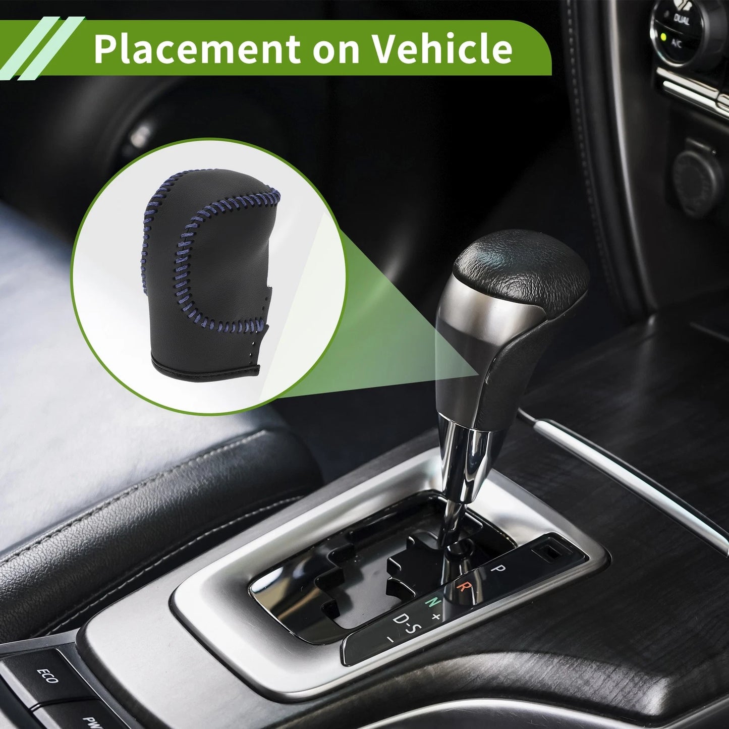 1 Pc Gear Shift Knob Cover Black Blue Faux Leather for Honda Civic (2022-2024)