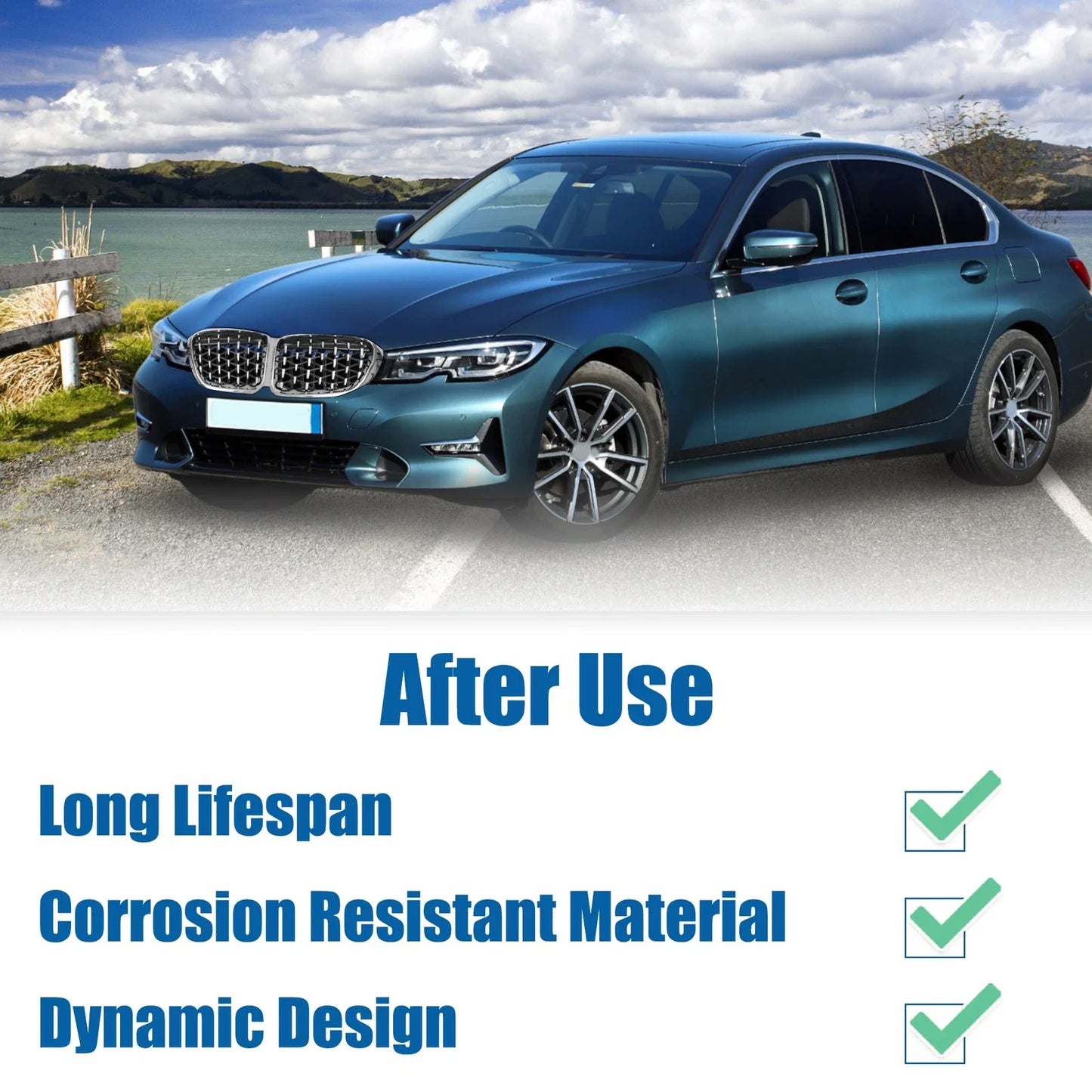 Front Hood Bumper Grille for BMW 330i 330e M340i Diamond Star Silver Tone