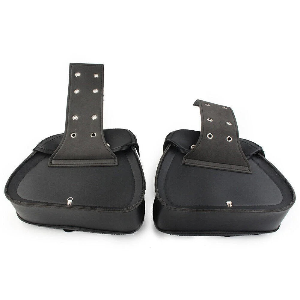 Black PU Leather Saddle Bags for Harley Sportster Dyna (2004-2023)