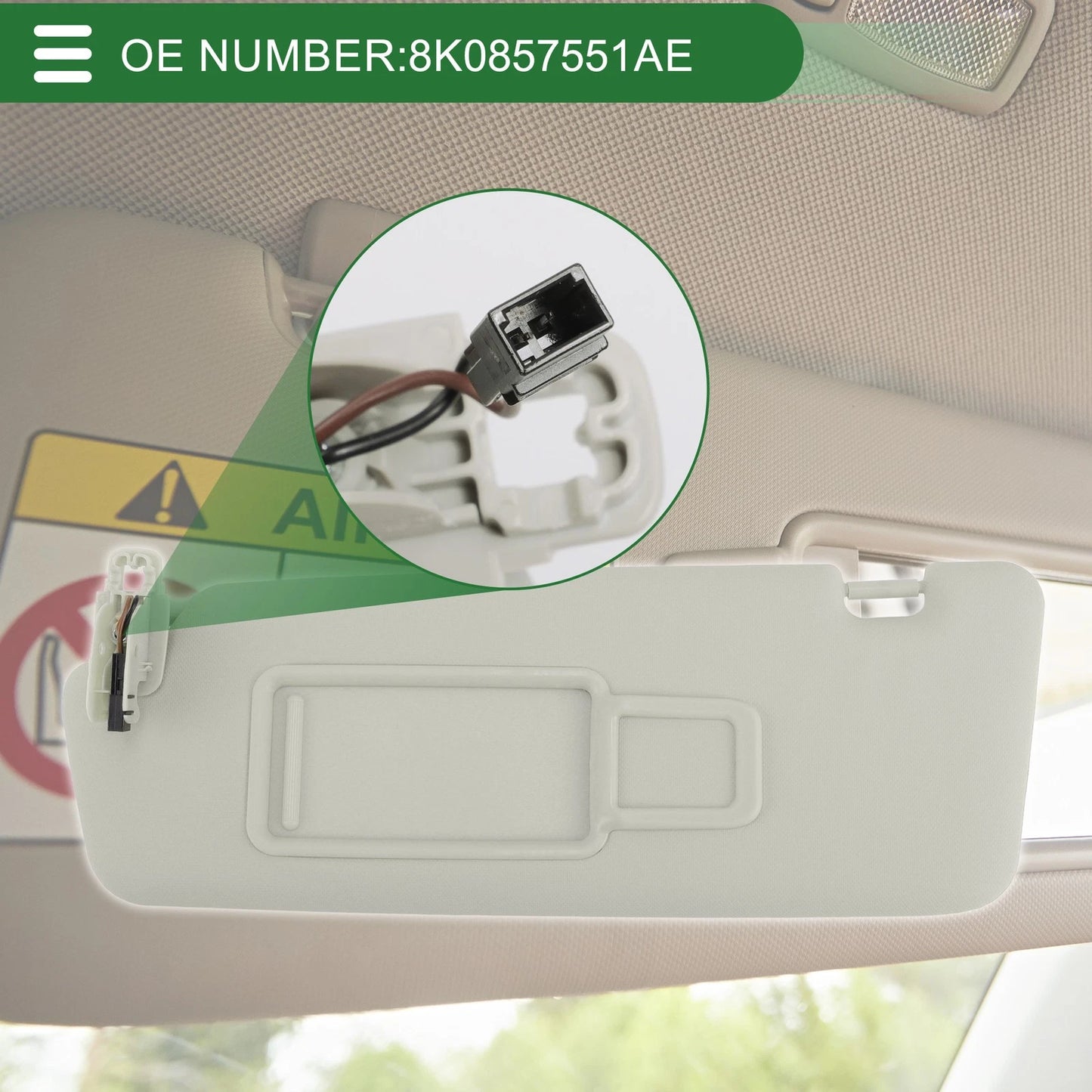 Sun Visor No. 8K0857551AE for Audi A1, Q3 (2013–2018) Left Driver Side