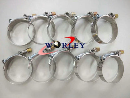 10 x 2.5" Turbo Pipe Hose Coupler T-Bolt Clamps for Universal Fit