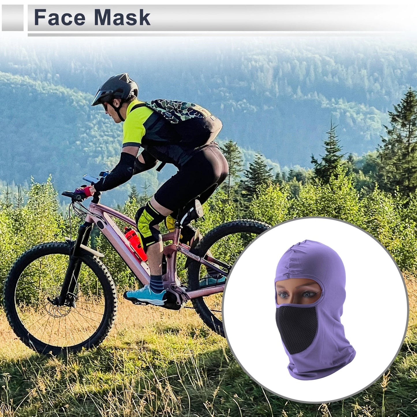 Mesh Face Mask for Universal Use (Breathable, Sun Protection, Light Purple)