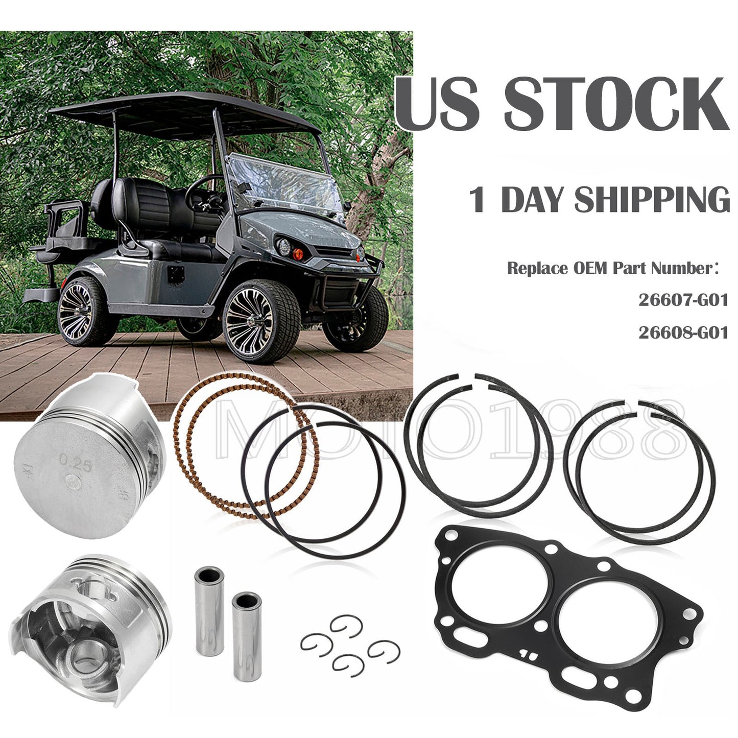 0.25mm Oversize Piston Ring for EZGO Golf Cart Robin 295cc (1991–2008)