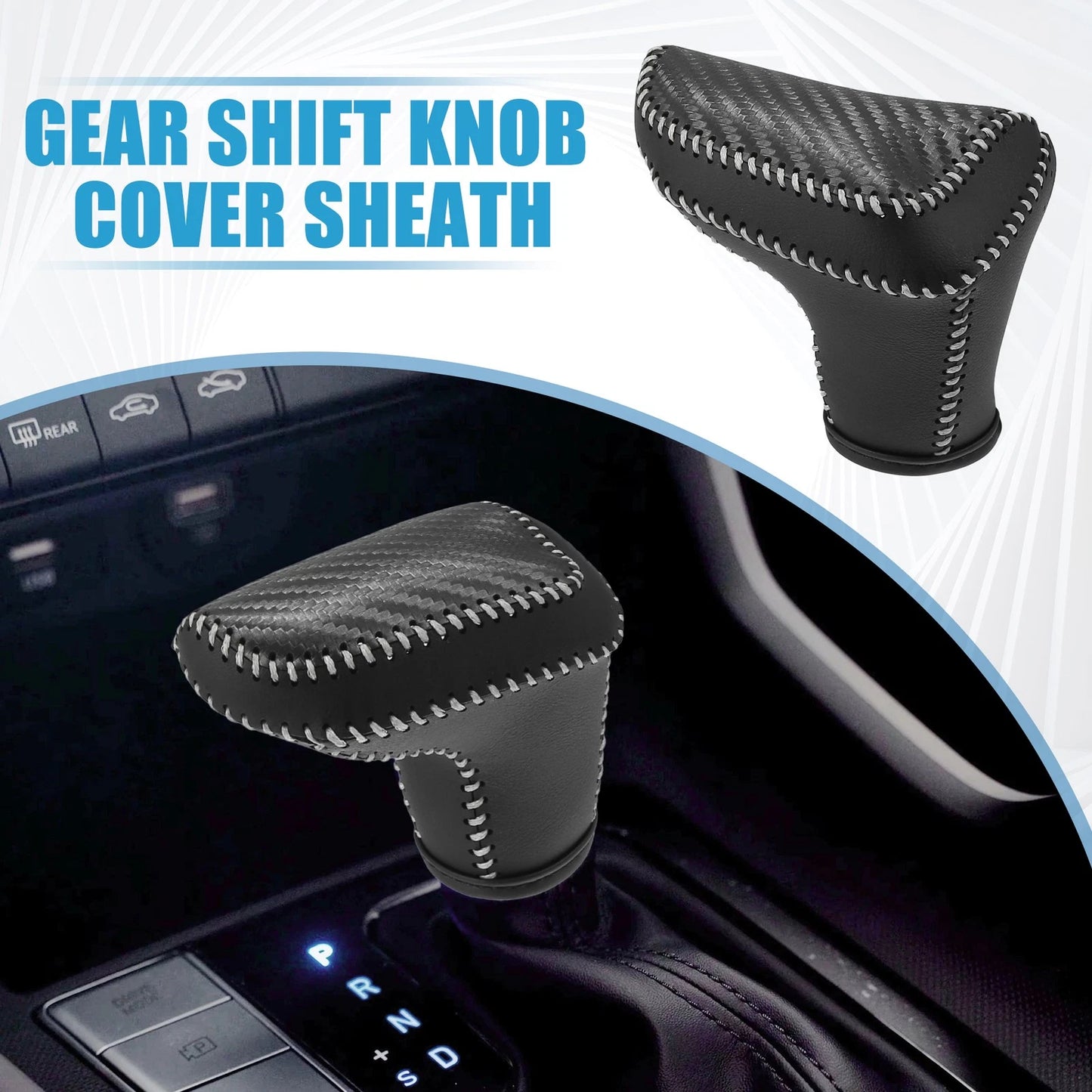Automatic Gear Shift Knob Cover for Hyundai Elantra (2021–2023) Black Gray
