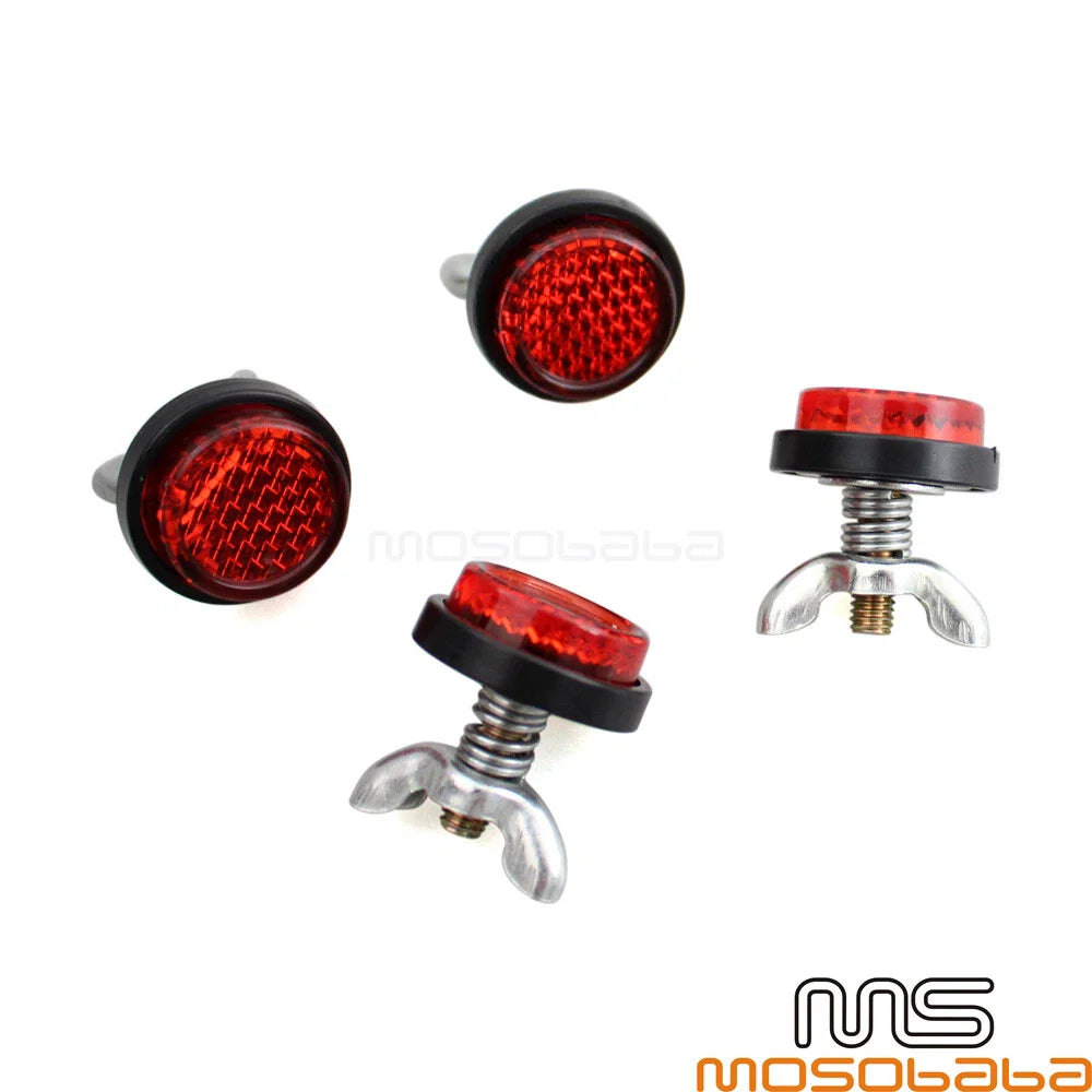 4 Pcs Red Reflectors for Universal Motorcycle License Plate (No Year Specified)