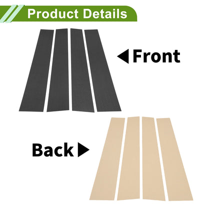 Set of 4 Pillar Window Trim for Dodge Ram (2019–2023) Carbon Fiber Black