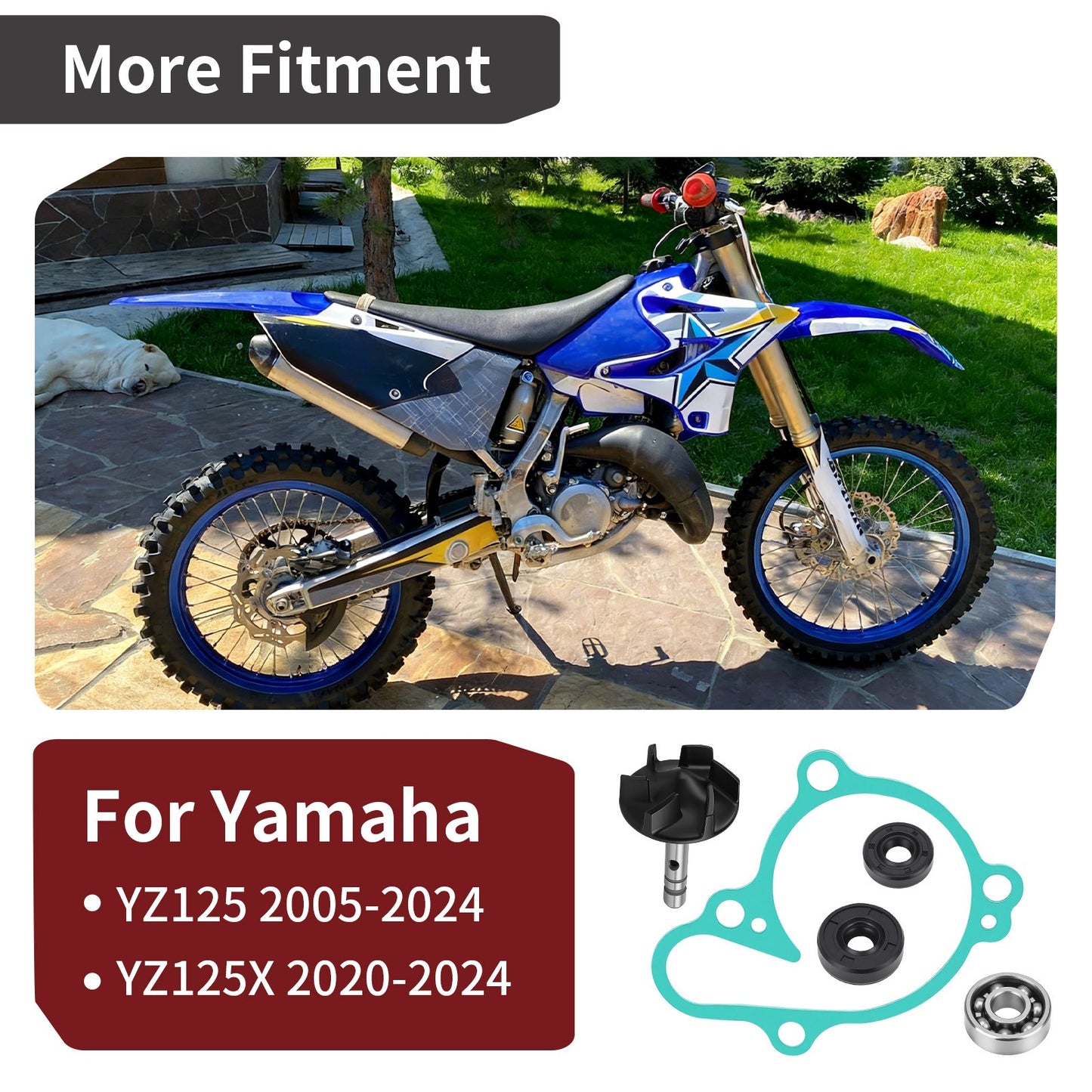 Water Pump Impeller Shaft & Gasket Kit for Yamaha YZ125 (2005–2024)