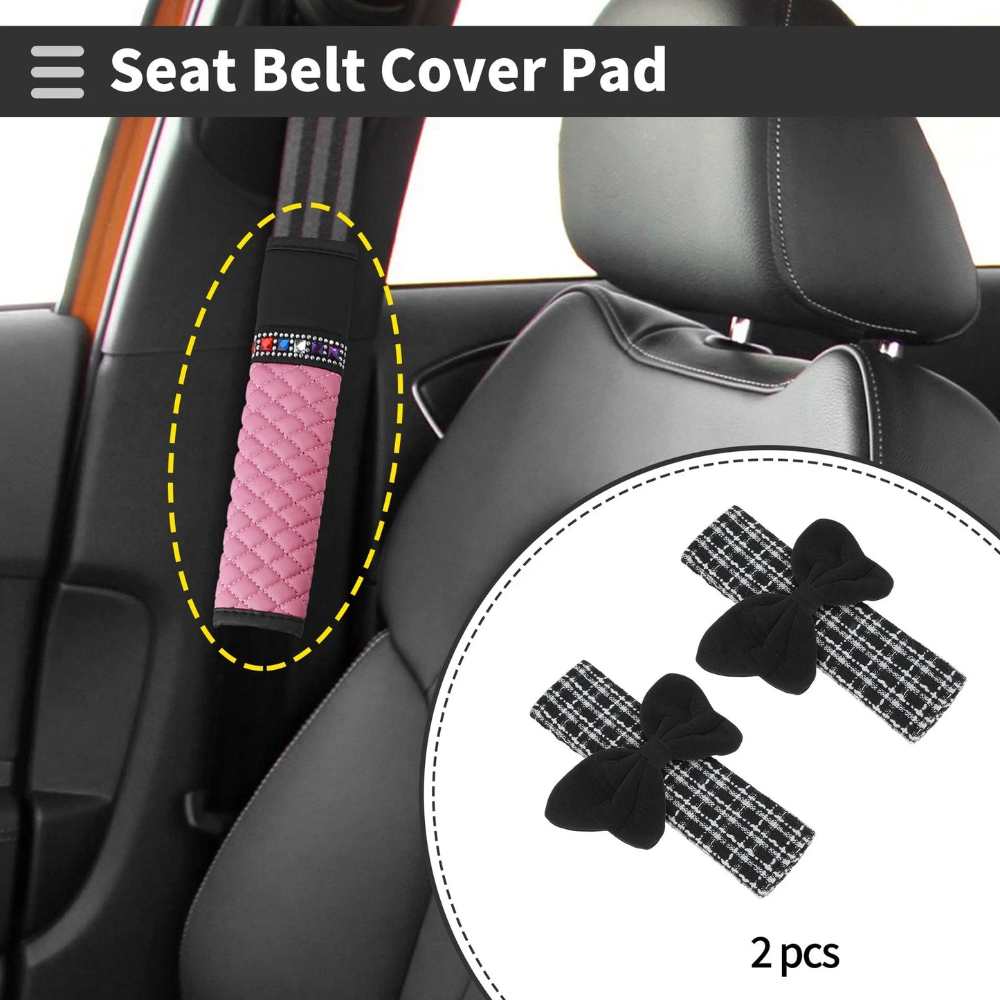 Set of 2 Seat Belt Cover Pads for Universal Fit (23cm)