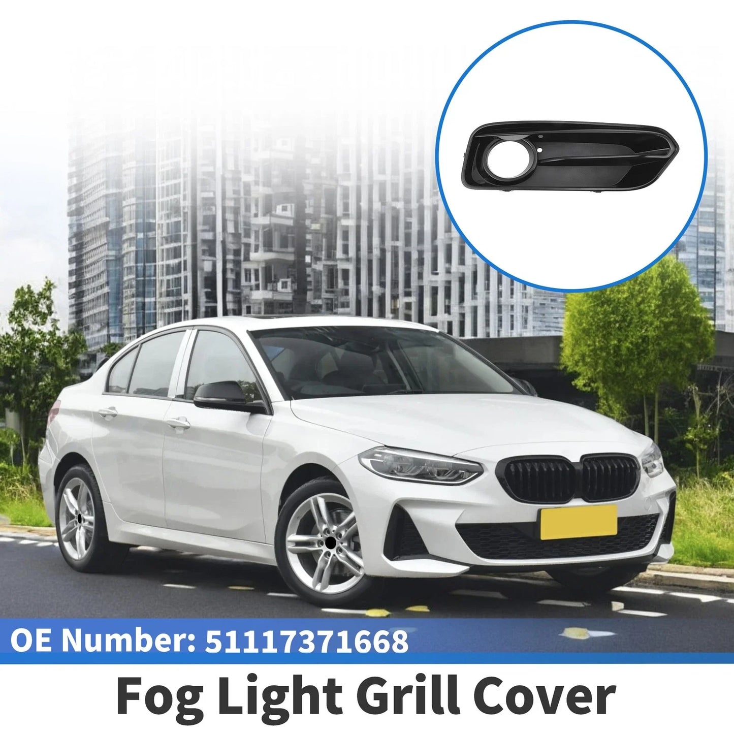 1 x Front Right Fog Light Grill for BMW 1 Series (2015 - 2018) Black