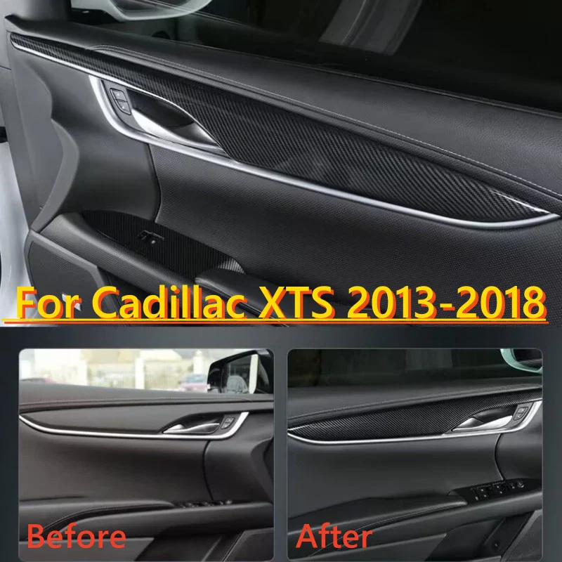4x Carbon Fiber Inner Door Panel Cover Trim for Cadillac XTS (2013–2018)