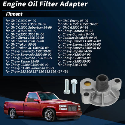 Engine Oil Filter Adapter for Chevy 283 305 327 350 383 396 (1960–1990)