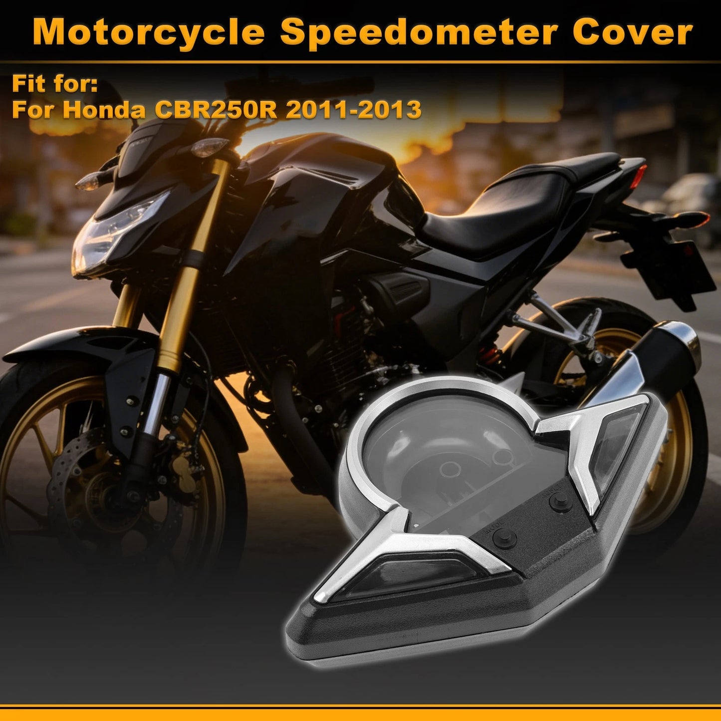 Speedometer Gauge Cover for Honda CBR250R (2011–2013) Black Plastic