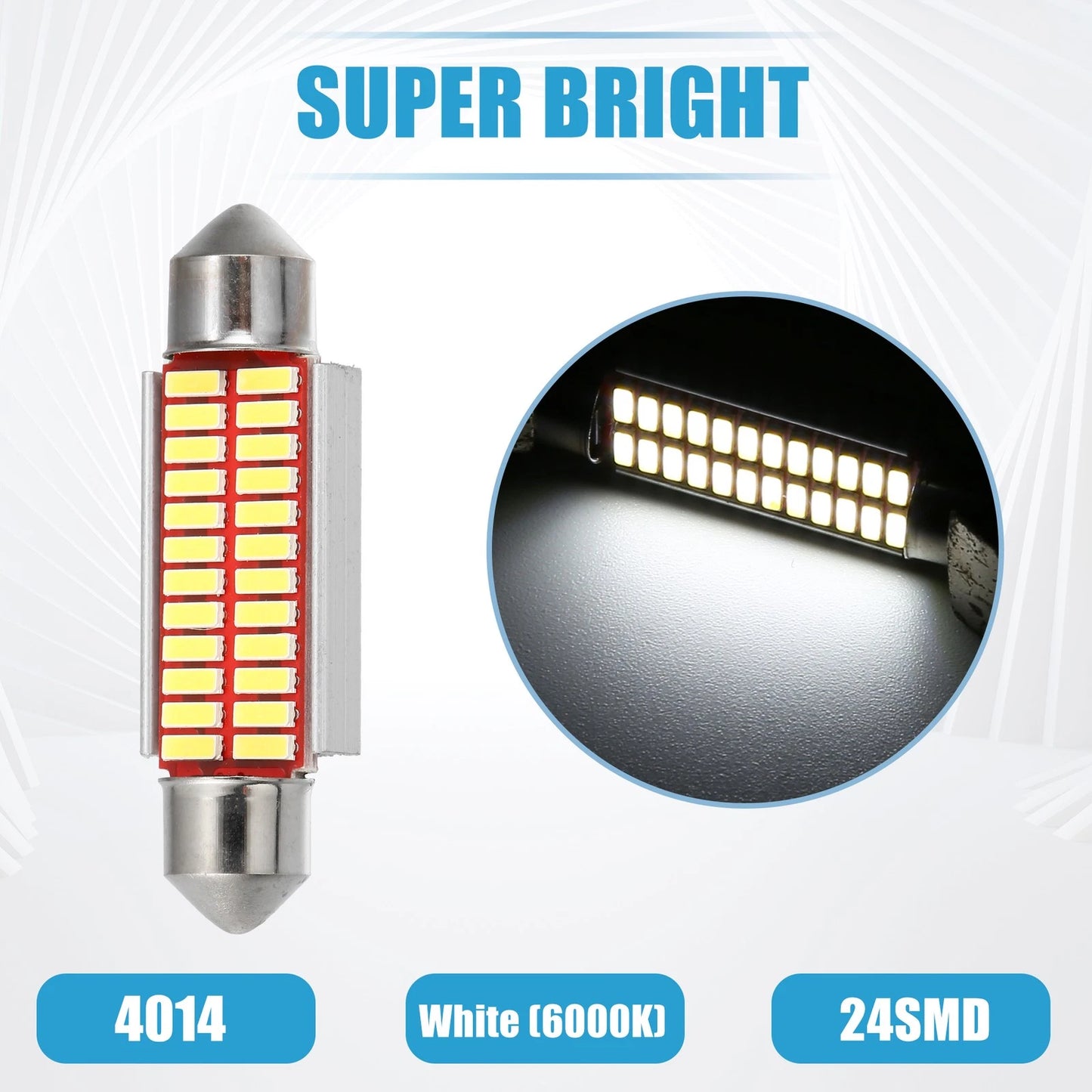 Set of 10 LED Festoon Lights 41mm 211 212 24SMD 4014 Chipsets