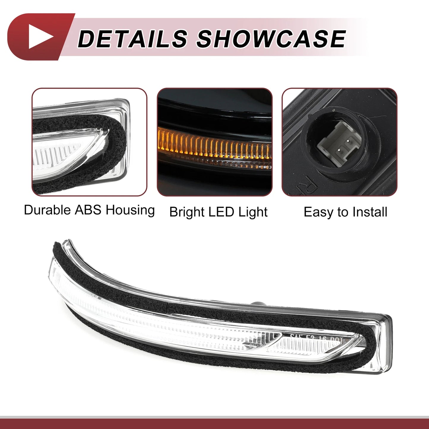 Right Mirror Turn Signal Light for KIA Niro (2017–2020) No. 87623G5000 Black Clear