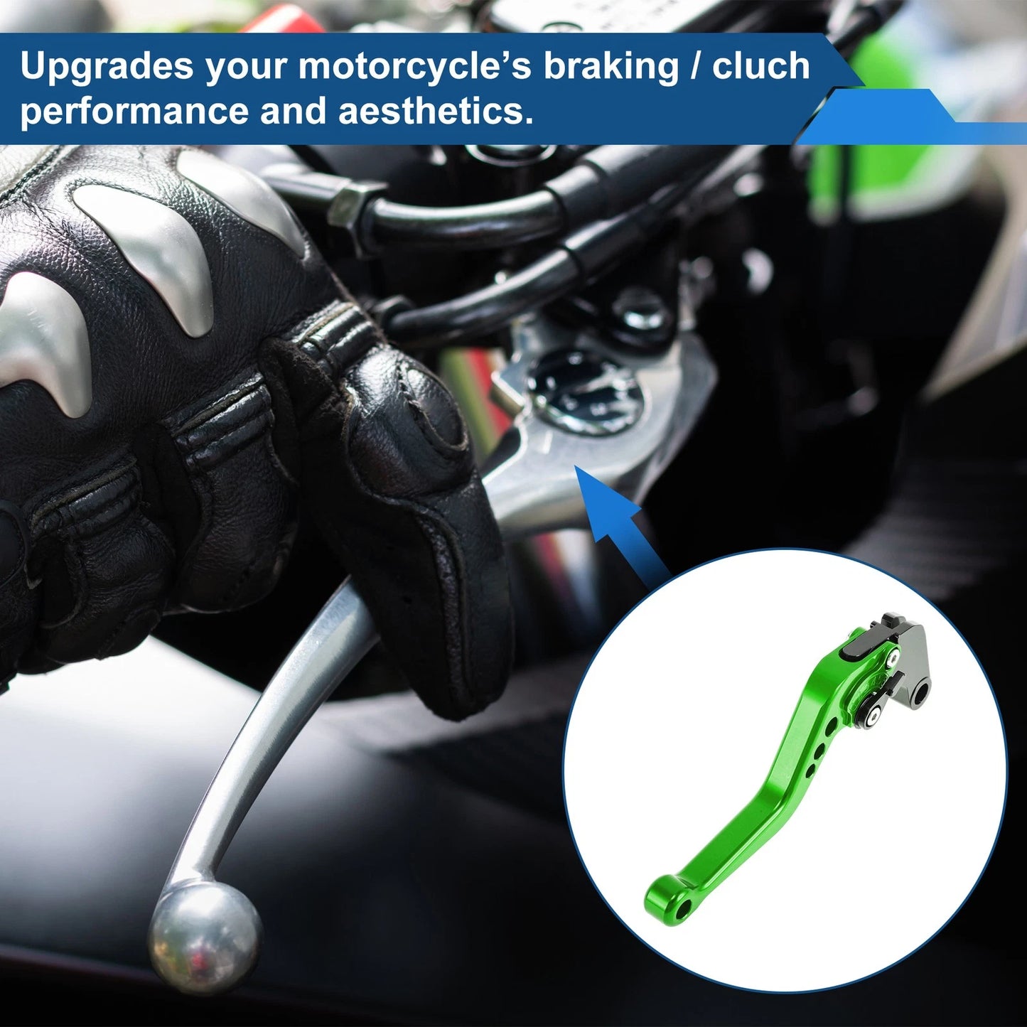 Short Brake Clutch Levers for Yamaha FZ6R (2009–2017) Green 1 Pair