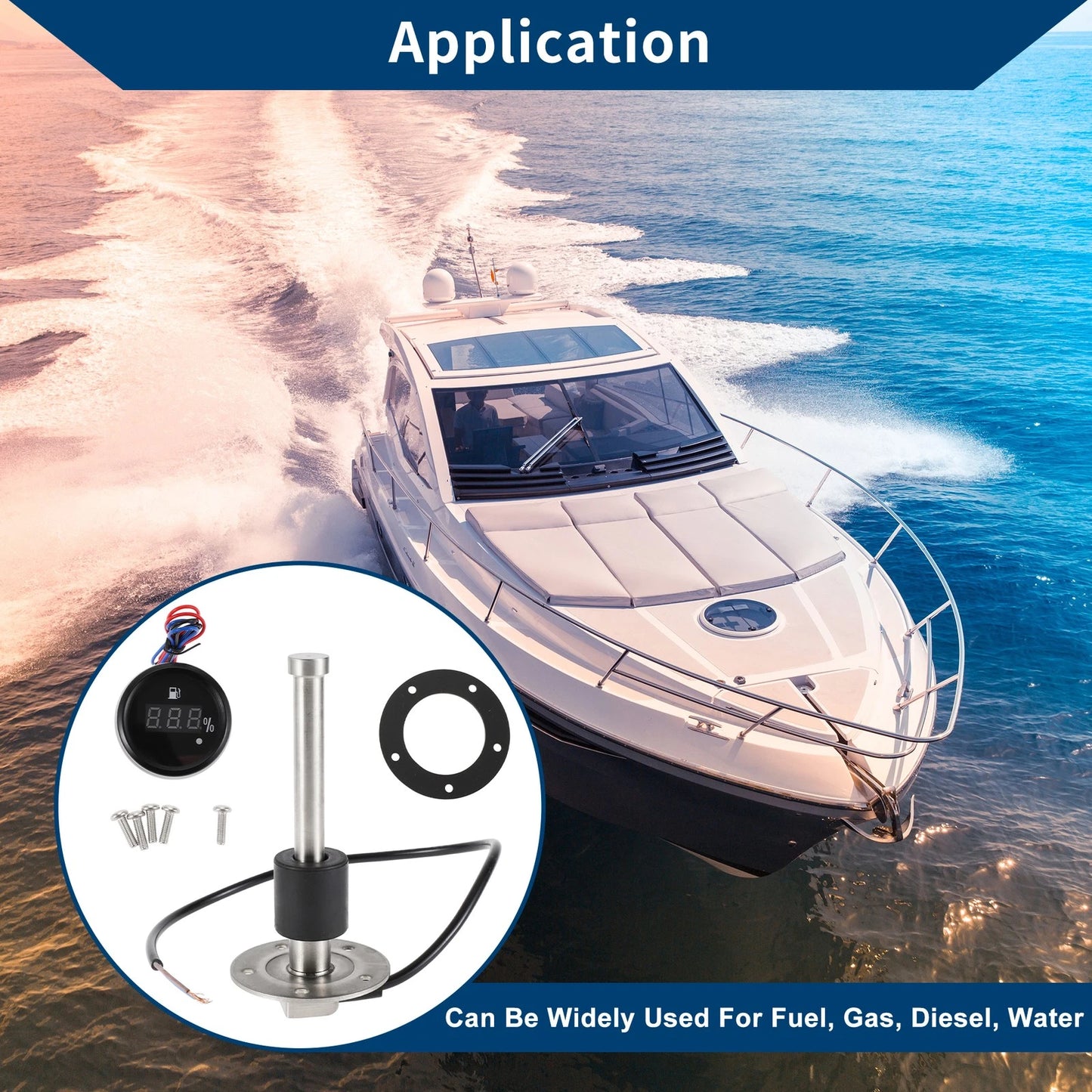 Fuel Sending Unit and Gauge Kit 0-190 Ohm 150mm for Boat Car
